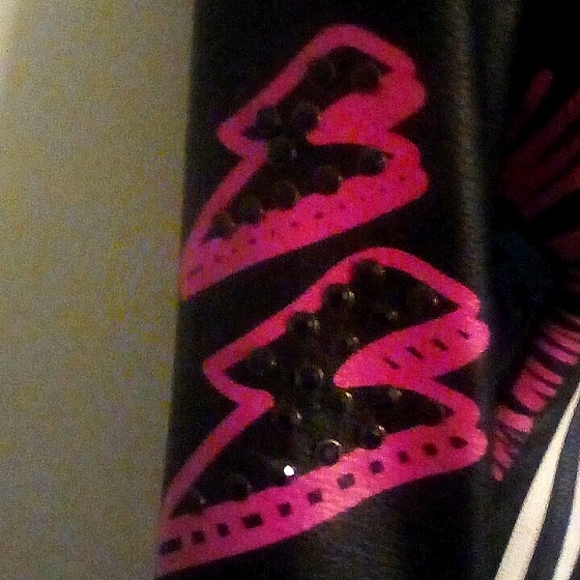 Rebel leather jacket pink blue black white size S - Picture 4 of 5